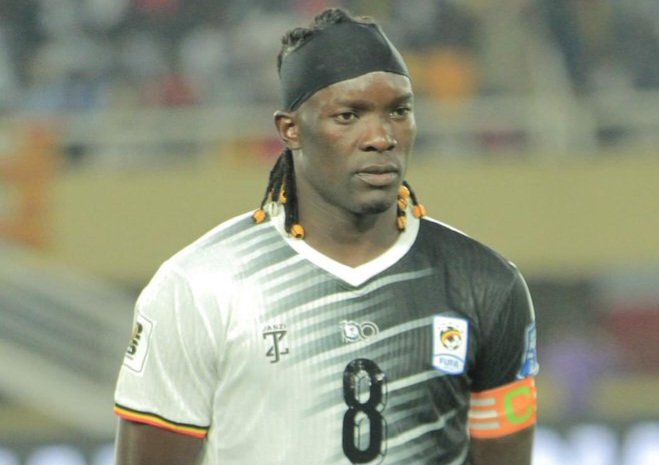 Khalid Aucho abadde Captain annyuse omupiira ogw'ekuzannyira tiimu y'eggwanga eya Uganda  Cranes