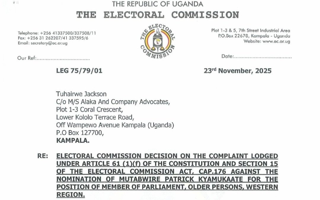 Akakiiko k’ebyokulonda kagobye Mutabwire Patrick Kyamukaate ku by’okuvuganya ku kifo ky’omubaka wa parliament akiikirira abakadde – emikono gy’abamusemba tegiwera