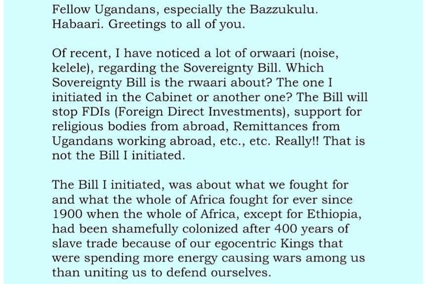 President Museveni awakanyizza obuwaayiro obwassiddwa mu bbago ly’obwetengereze bwa Uganda erya Protection of sovereignty bill 2026 – mwassibwamu ebitayisibwa mu lukiiko lwa ba minister