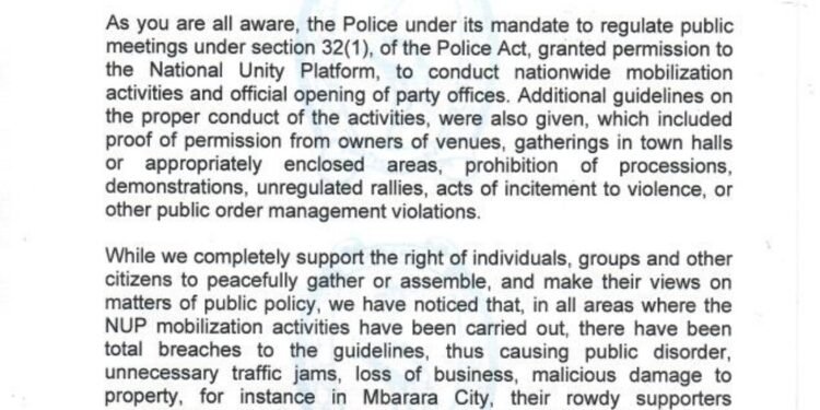 Police eyimirizza enkungaana za NUP okwetoloola eggwanga