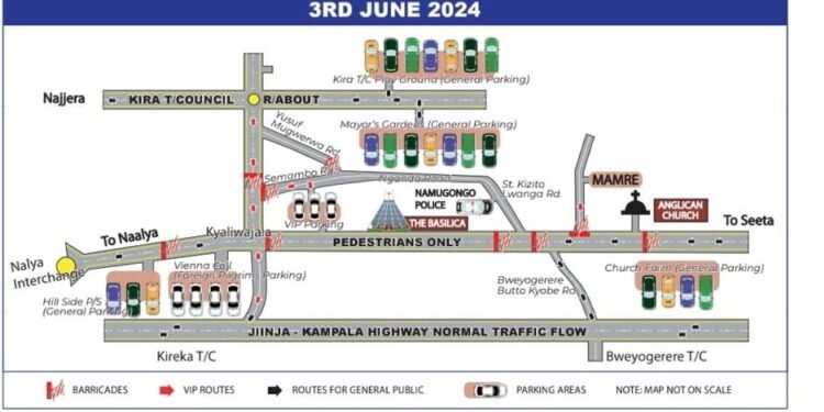 Police eweze siteegi za Bodaboda ne taxi mu bifo ebyetoolodde Namugongo – emmotoka ezitalina sitiika nazo sizakukkirizibwayo