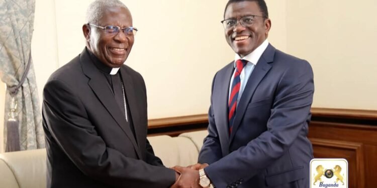 Bishop Anthony Zziwa akiise embuga