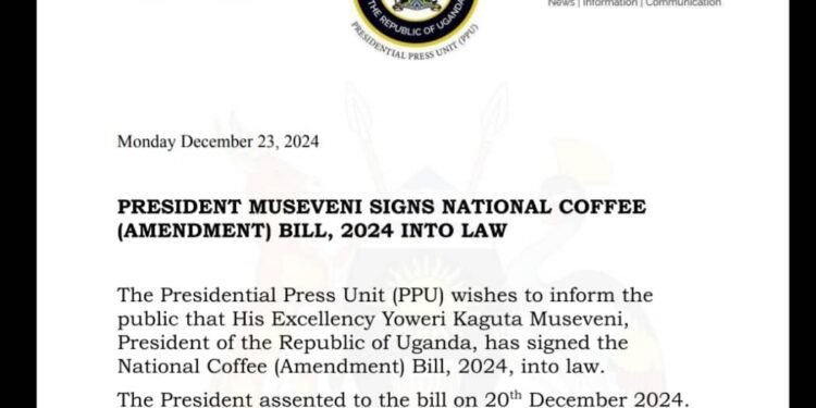 President Museveni atadde omukono ku bbago ly’etteeka ly’emmwanyi erya 2024- eriggyawo UCDA