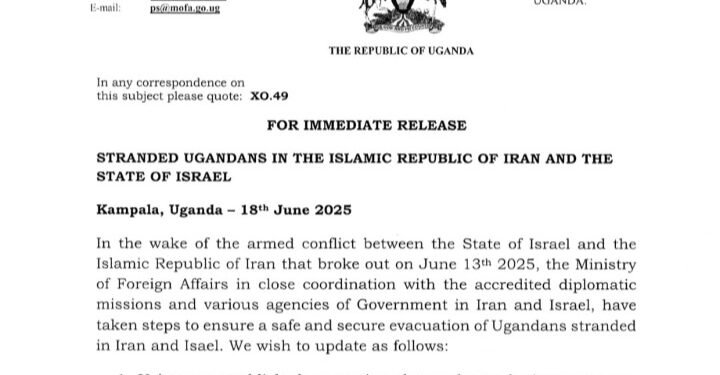 Government ya Uganda esazeewo okuyita mu mawanga ag’omuliraano ne Iran ne Israel – okununula bannauganda abakoseddwa olutalo oluli mu mawanga ago