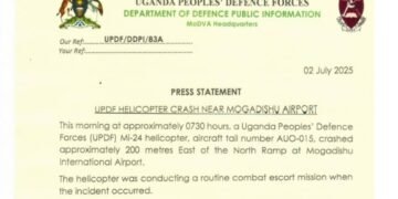 Ennyonyi y’eggye lya UPDF egudde mu Somalia – abantu 5 bafudde