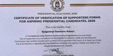 NUP eweereddwa satifikeeti ekakasa emikono gy’abasemba Robert Kyagulanyi Ssentamu okusunsulwa ku bwa president mu kalulu ka 2026
