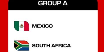 Mexico yakuttunka ne SouthAfric mu mupiira oguggulawo empaka za FIFA world Cup mu Azeteca stadium mu Mexican City