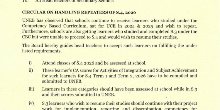 UNEB efulumizza obukwakkulizo obulina okugobererwa abayizi abaagwa ebibuuzo bya S.4 mu 2024 ne 2025