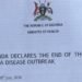 Uganda tekyalimu kirwadde kya Ebola ekyali kyalangirirwa mu May,2026